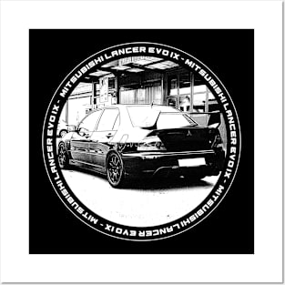 MITSUBISHI LANCER EVO IX Black 'N White 4 (Black Version) Posters and Art